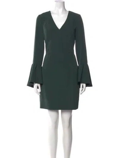 Pre-owned Milly V-neck Mini Dress In Green