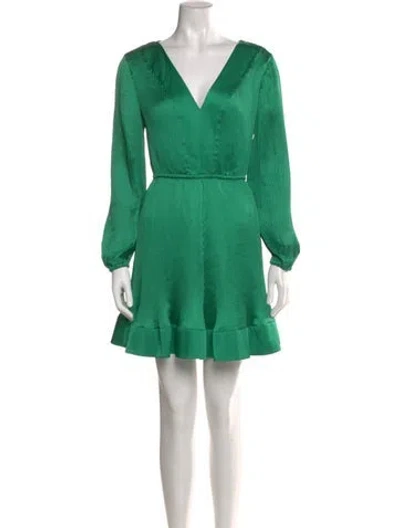 Pre-owned Milly V-neck Mini Dress In Green