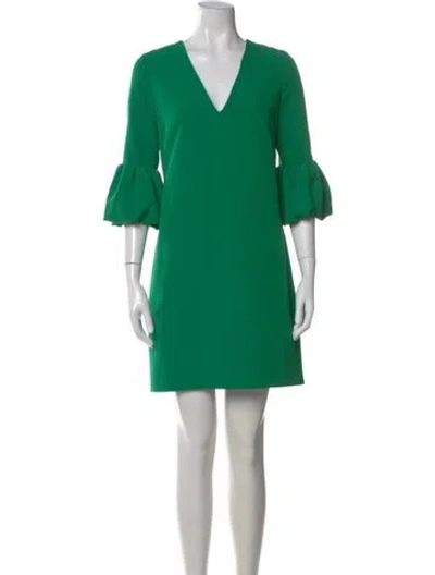 Pre-owned Milly V-neck Mini Dress In Green