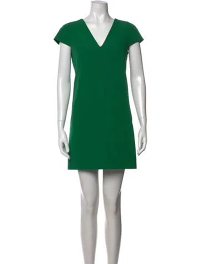 Pre-owned Milly V-neck Mini Dress In Green