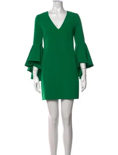 Pre-owned Milly V-neck Mini Dress In Green