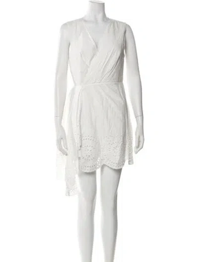 Pre-owned Milly V-neck Mini Dress In Neutral