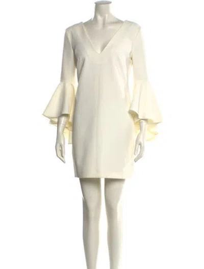 Pre-owned Milly V-neck Mini Dress In Neutral