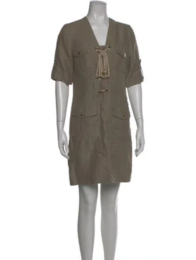 Pre-owned Milly V-neck Mini Dress In Neutral
