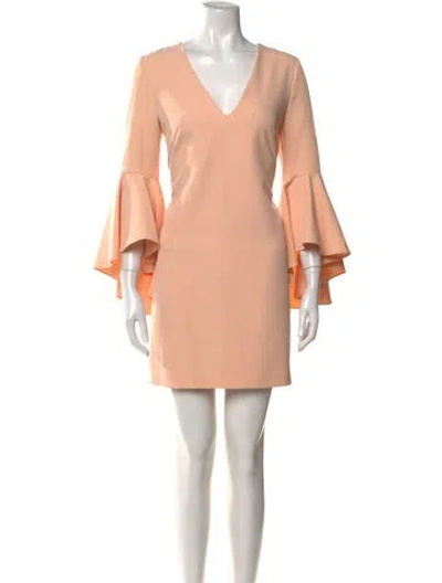 Pre-owned Milly V-neck Mini Dress In Neutral