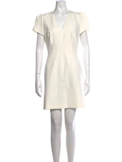 Pre-owned Milly V-neck Mini Dress In Neutrals