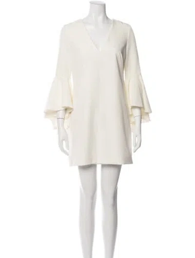 Pre-owned Milly V-neck Mini Dress In Neutrals