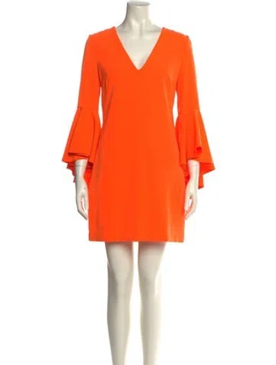 Pre-owned Milly V-neck Mini Dress In Orange