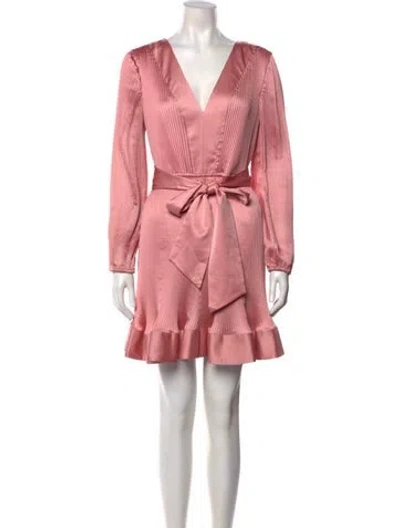 Pre-owned Milly V-neck Mini Dress In Pink