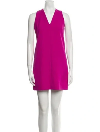 Pre-owned Milly V-neck Mini Dress In Pink