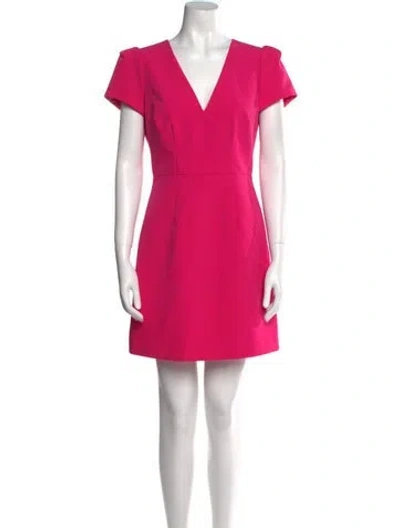 Pre-owned Milly V-neck Mini Dress In Pink