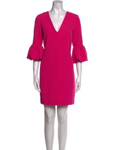 Pre-owned Milly V-neck Mini Dress In Pink