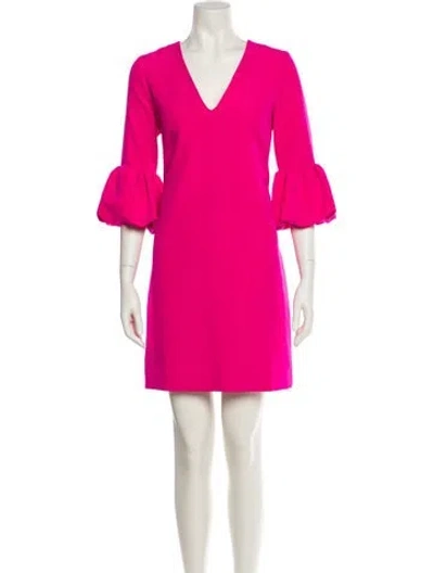 Pre-owned Milly V-neck Mini Dress In Pink