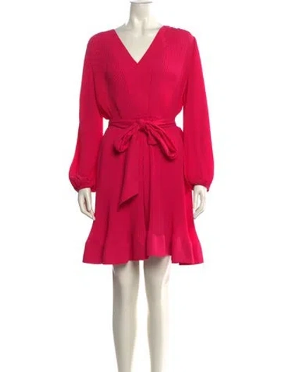 Pre-owned Milly V-neck Mini Dress In Pink