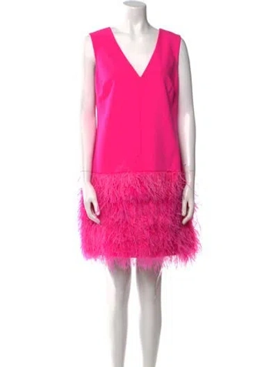 Pre-owned Milly V-neck Mini Dress In Pink