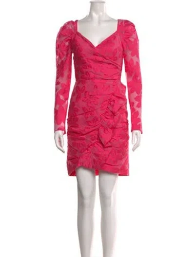 Pre-owned Milly V-neck Mini Dress In Pink