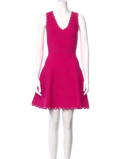 Pre-owned Milly V-neck Mini Dress In Pink