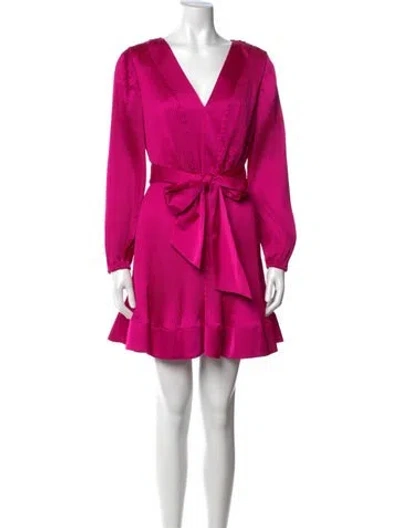Pre-owned Milly V-neck Mini Dress In Pink