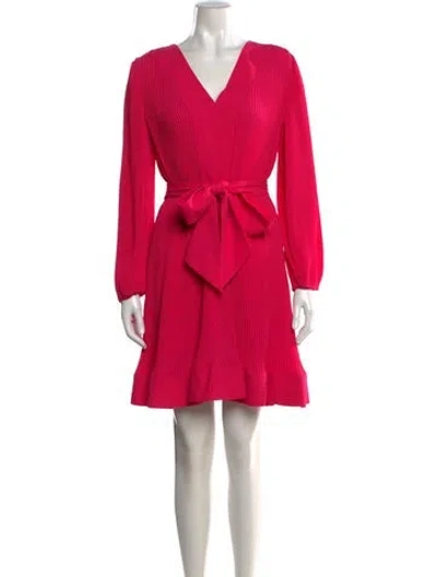 Pre-owned Milly V-neck Mini Dress In Pink