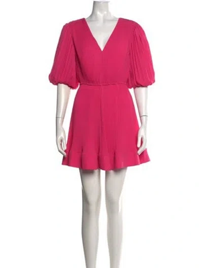 Pre-owned Milly V-neck Mini Dress In Pink