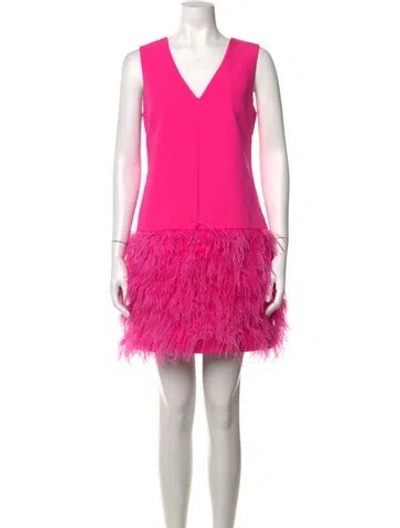 Pre-owned Milly V-neck Mini Dress In Pink