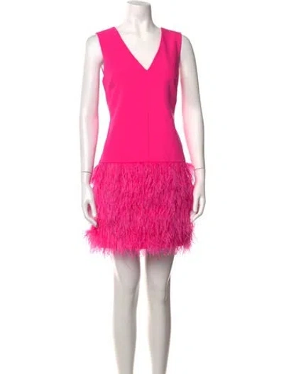 Pre-owned Milly V-neck Mini Dress In Pink