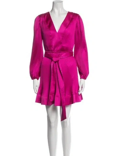 Pre-owned Milly V-neck Mini Dress In Pink