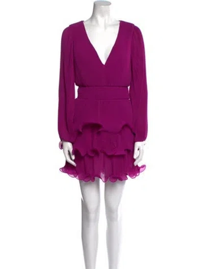 Pre-owned Milly V-neck Mini Dress In Purple