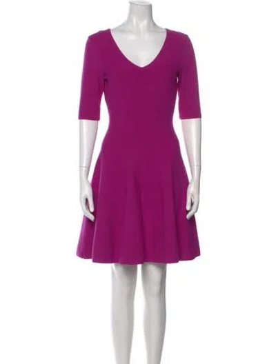 Pre-owned Milly V-neck Mini Dress In Purple