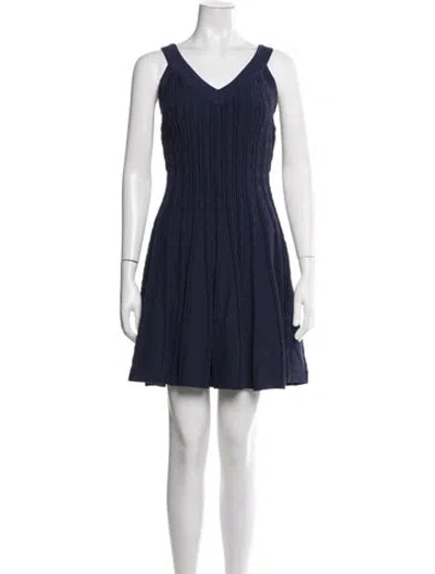 Pre-owned Milly V-neck Mini Dress In Purple