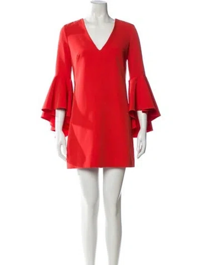 Pre-owned Milly V-neck Mini Dress In Red