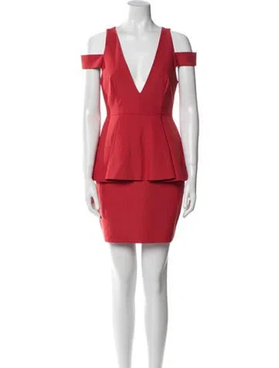 Pre-owned Milly V-neck Mini Dress In Red