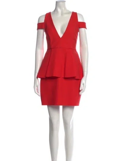 Pre-owned Milly V-neck Mini Dress In Red