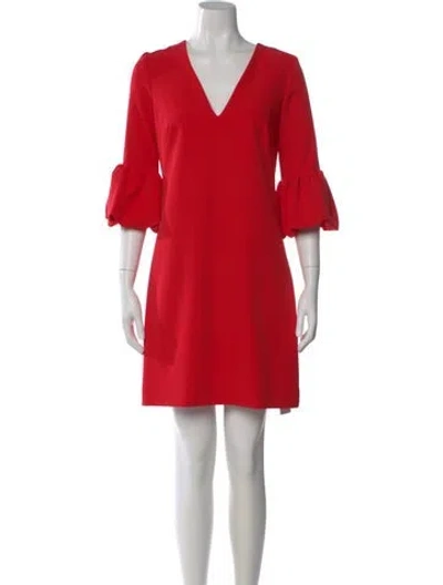 Pre-owned Milly V-neck Mini Dress In Red