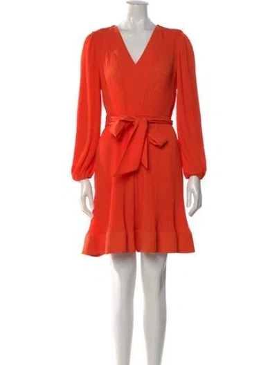 Pre-owned Milly V-neck Mini Dress In Red
