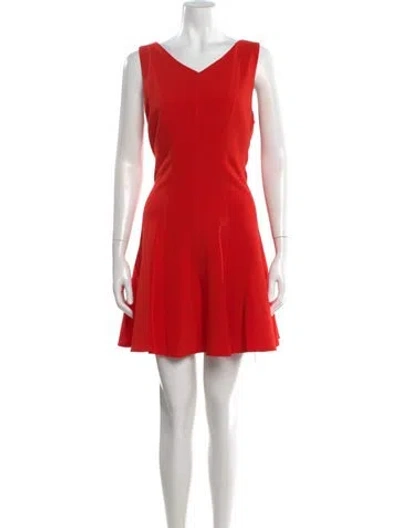 Pre-owned Milly V-neck Mini Dress In Red