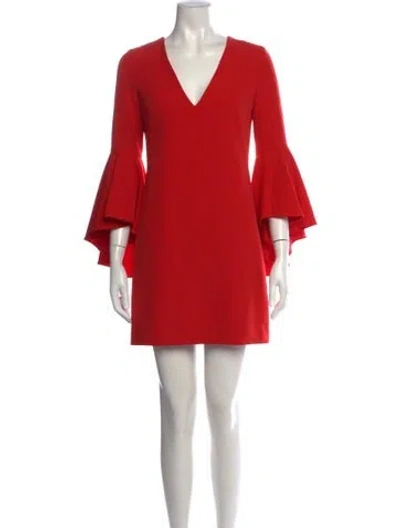 Pre-owned Milly V-neck Mini Dress In Red