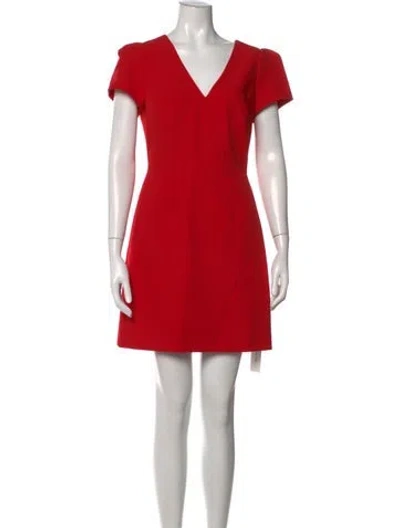 Pre-owned Milly V-neck Mini Dress In Red