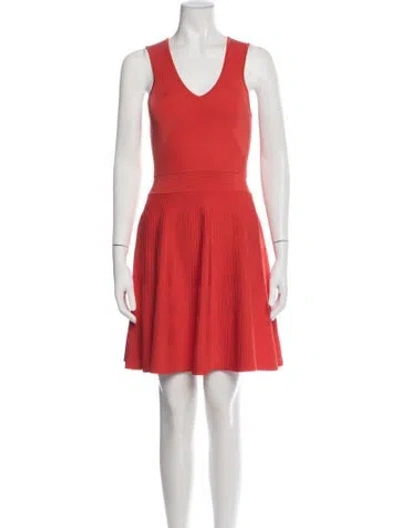 Pre-owned Milly V-neck Mini Dress In Red