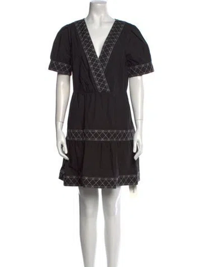 Pre-owned Milly V-neck Mini Dress W/ Tags In Black