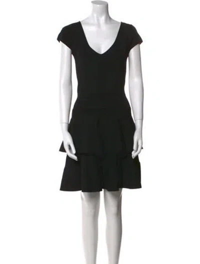 Pre-owned Milly V-neck Mini Dress W/ Tags In Black
