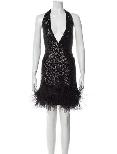 Pre-owned Milly V-neck Mini Dress W/ Tags In Black