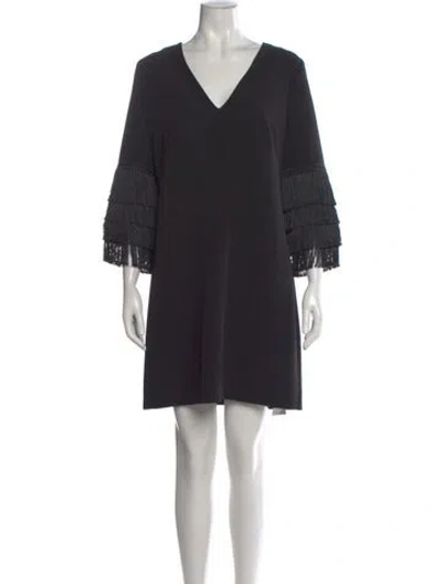 Pre-owned Milly V-neck Mini Dress W/ Tags In Black