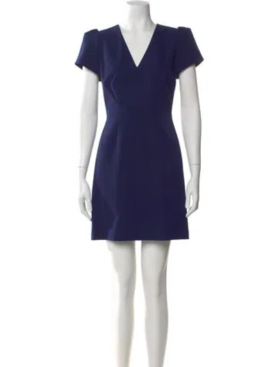 Pre-owned Milly V-neck Mini Dress W/ Tags In Blue