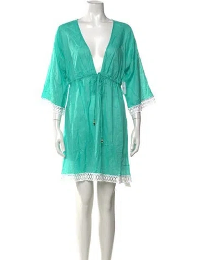 Pre-owned Milly V-neck Mini Dress W/ Tags In Blue