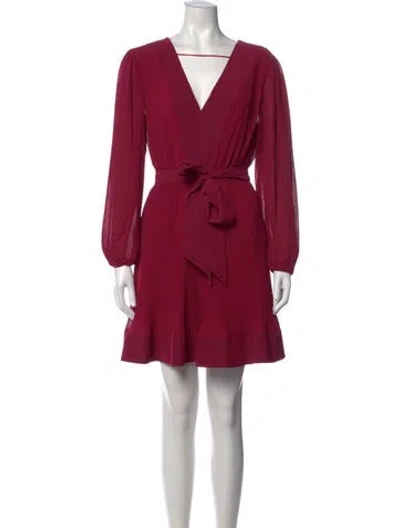 Pre-owned Milly V-neck Mini Dress W/ Tags In Burgundy