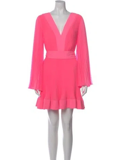 Pre-owned Milly V-neck Mini Dress W/ Tags In Pink