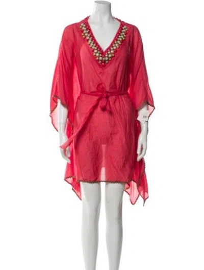 Pre-owned Milly V-neck Mini Dress W/ Tags In Red