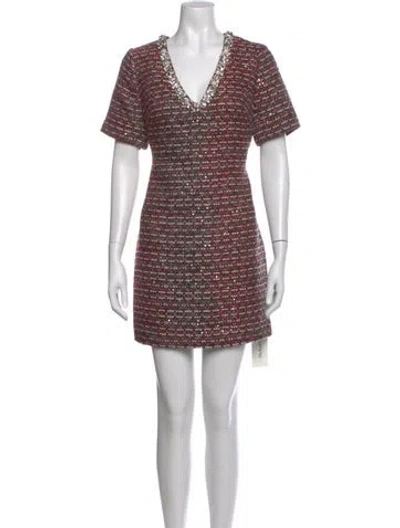 Pre-owned Milly V-neck Mini Dress W/ Tags In Red