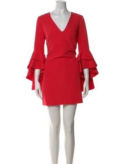 Pre-owned Milly V-neck Mini Dress W/ Tags In Red